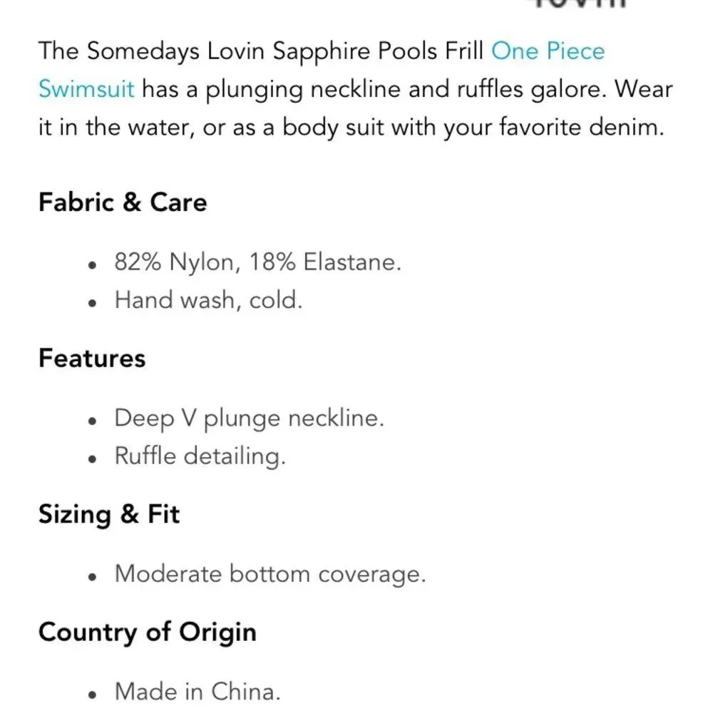NWT SomeDays Lovin Sapphire Pools swimsuit